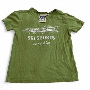 Jungmaven kids size 2 Green and white Ski Shores Lake Rut graphic tee